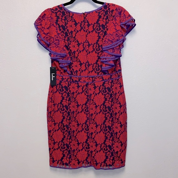 Lulu’s NWT Under the Stars Red Purple Lace Lined Mini Dress 3288 - Picture 6 of 11